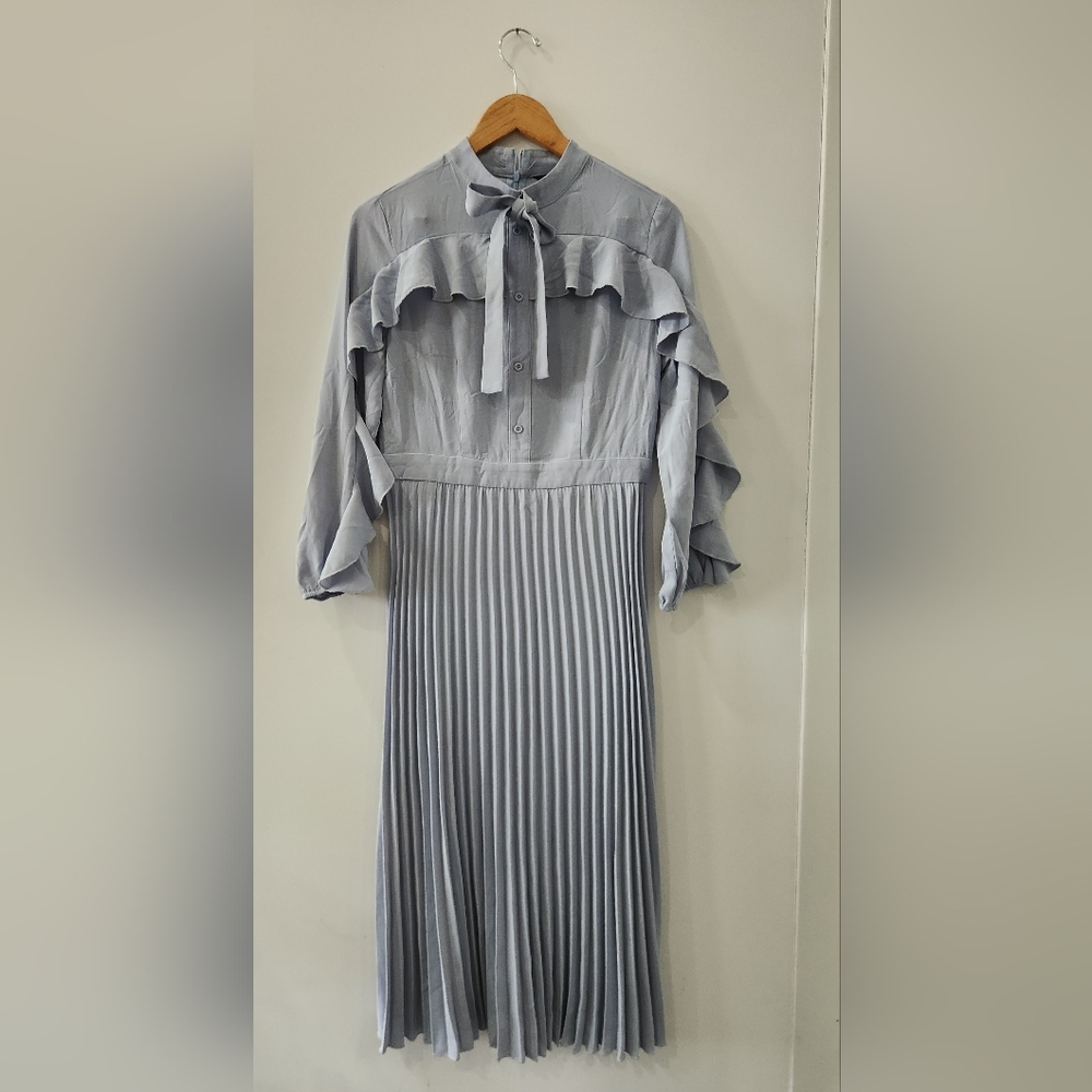 Elegant Gray Ruffle Dress